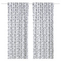 DOVREFIBBLOR Curtains, 1 pair, white/dark blue, 145x300 cm