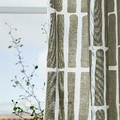 SKOGSSTJÄRNA Curtains, 1 pair, grey-green/white, 145x300 cm