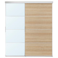 SKYTTA / MEHAMN/AULI Sliding door combination, aluminium double sided/white stained oak effect mirror glass, 177x205 cm