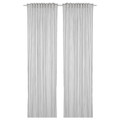 BYMOTT Curtains, 1 pair, white/light grey striped, 120x250 cm