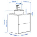 TÄNNFORSEN / TÖRNVIKEN Wash-stnd w drawers/wash-basin/tap, light grey/black marble effect, 62x49x79 cm