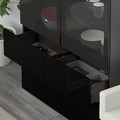 BESTÅ Storage combination w/glass doors, black-brown, Selsviken high-gloss/black, smoked glass, 120x40x128 cm