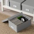 HOVKRATS Storage box with lid, light grey, 23x32x14 cm