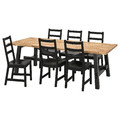 SKOGSTA / NORDVIKEN Table and 6 chairs, acacia/black, 235x100 cm