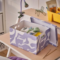 TJENA Storage box with lid, patterned/lilac white, 25x35x20 cm