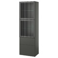 BESTÅ Storage combination w glass doors, dark grey Lappviken/Fällsvik anthracite, 60x42x193 cm