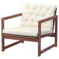 NÄMMARÖ Lounge chair, outdoor, light brown stained/Kuddarna beige