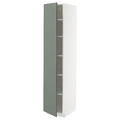 METOD High cabinet with shelves, white/Nickebo matt grey-green, 40x60x200 cm