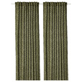 TRYSTÄVMAL Curtains, 1 pair, green/white, 145x300 cm