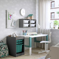 TROFAST Storage combination with box/trays, grey/turquoise, 34x44x56 cm