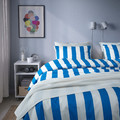 SLÅNHÖSTMAL Duvet cover and 2 pillowcases, blue/white/striped, 200x200/50x60 cm