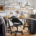 ELDBERGET / MALSKÄR Swivel chair with pad, black, dark grey