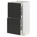 METOD / MAXIMERA Base cab with 2 fronts/3 drawers, white/Upplöv matt anthracite, 40x37 cm