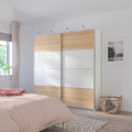 MEHAMN 4 panels for sliding door frame, white stained oak effect, white, 75x201 cm