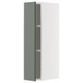 METOD Wall cabinet with shelves, white/Nickebo matt grey-green, 20x80 cm