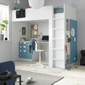 SMÅSTAD Loft bed, white blue/with desk with 4 drawers, 90x200 cm