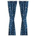 AFTONSPARV Curtains with tie-backs, 1 pair, space blue/white, 120x300 cm