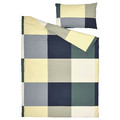 BRUNKRISSLA Duvet cover and pillowcase, green/multicolour, 150x200/50x80 cm