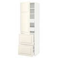 METOD / MAXIMERA Hi cab w shlvs/4 drawers/dr/2 frnts, white/Bodbyn off-white, 60x60x200 cm