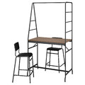 HÅVERUD / STIG Table and 2 stools, black/black, 105 cm