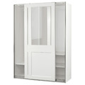 PAX / GRIMO Wardrobe with sliding doors, white/clear glass white, 150x66x201 cm