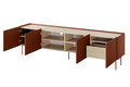 Four-Door TV Cabinet with Drawer Desin 220, ceramic red/nagano oak