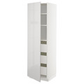 METOD / MAXIMERA High cabinet with drawers, white/Ringhult light grey, 60x60x200 cm