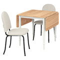 DANDERYD / EBBALYCKE Table and 2 chairs, oak veneer white/Idekulla beige, 74/134x80 cm