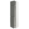 METOD High cab f fridge/freezer w 3 doors, white/Voxtorp dark grey, 60x60x240 cm