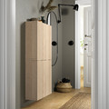 BESTÅ Wall cabinet with 2 doors, white stained oak effect/Lappviken white stained oak effect, 60x22x128 cm