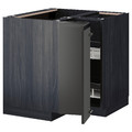 METOD Corner base cabinet with carousel, black/Upplöv matt anthracite, 88x88 cm