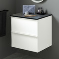 GODMORGON / TOLKEN Wash-stand with 2 drawers, high-gloss white/black marble effect, 62x49x60 cm