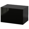 BESTÅ Wall-mounted cabinet combination, black-brown/Selsviken high-gloss/black, 60x42x38 cm