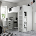 SMÅSTAD Loft bed, white grey/with desk with 2 shelves, 90x200 cm