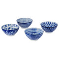 ENTUSIASM Bowl, patterned, blue, 12 cm, 4 pack