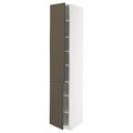 METOD High cabinet with shelves/2 doors, white/Havstorp brown-beige, 40x60x220 cm