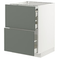 METOD / MAXIMERA Bc w pull-out work surface/3drw, white/Bodarp grey-green, 60x60 cm
