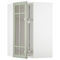 METOD Corner wall cab w carousel/glass dr, white/Stensund light green, 68x100 cm