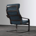 POÄNG Armchair, black-brown, Hillared dark blue