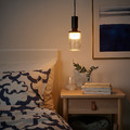 SUNNEBY / MOLNART Pendant lamp with light bulb, white textile/tube-shaped patterned