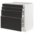 METOD / MAXIMERA Base cab 4 frnts/4 drawers, white/Nickebo matt anthracite, 80x60 cm