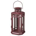 ENRUM Lantern for pillar candle, in/out, brown-red, 28 cm