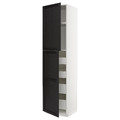 METOD / MAXIMERA Hi cab w 2 doors/4 drawers, white/Lerhyttan black stained, 60x60x240 cm