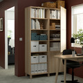 BESTÅ Storage combination with doors, white stained oak effect, Lappviken/Stubbarp white stained oak effect, 120x42x202 cm