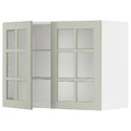 METOD Wall cabinet w shelves/2 glass drs, white/Stensund light green, 80x60 cm