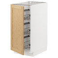 METOD Base cabinet with wire baskets, white/Forsbacka oak, 40x60 cm