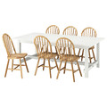 NORDVIKEN / SKOGSTA Table and 6 chairs, white/acacia, 210/289 cm