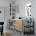 ENHET Kitchen, white, oak effect, 243x63.5x241 cm