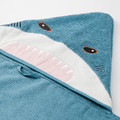 BLÅVINGAD Towel with hood, shark-shaped/blue-grey, 70x140 cm