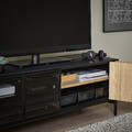 BOASTAD TV bench, black/oak veneer, 121x42 cm